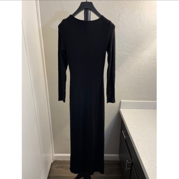 Skims Soft Lounge Long Sleeve Dress Ribbed Onyx Size XXS - Picture 5 of 10